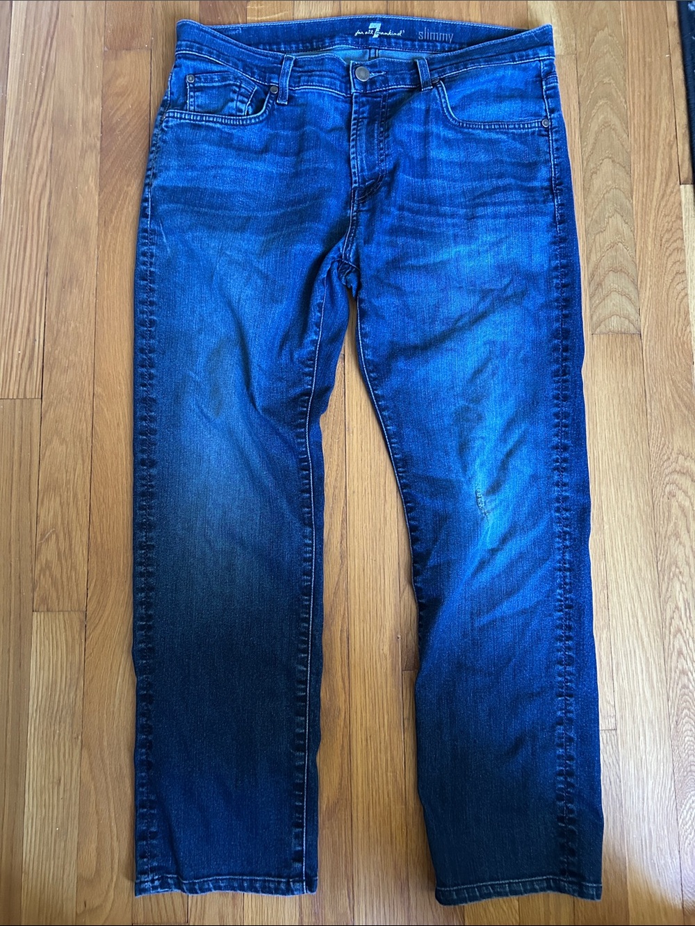 7 For All Mankind men’s Slimmy Slim Fit Jeans in Indigo Blue
